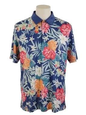 Men's Floral Blue Short-Sleeve Polo